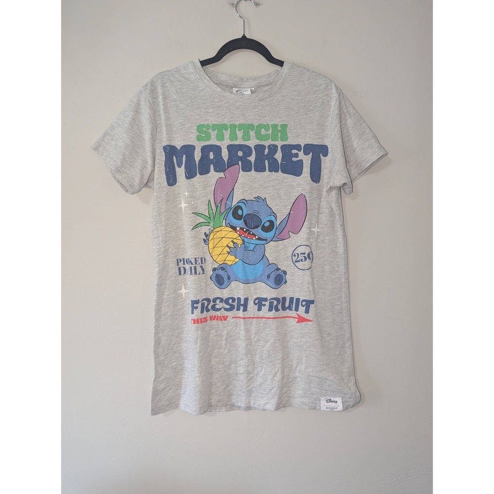 XS Disney Stitch x Skinnydip Gray Graphic Nightgown